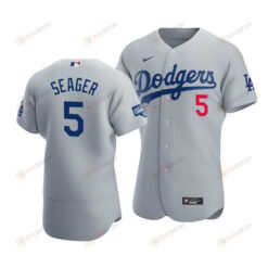 Men's Los Angeles Dodgers Corey Seager 5 2020 World Series Champions Alternate Jersey Gray