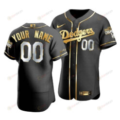 Men's Los Angeles Dodgers Custom 00 2020 World Series Champions Golden Jersey Black