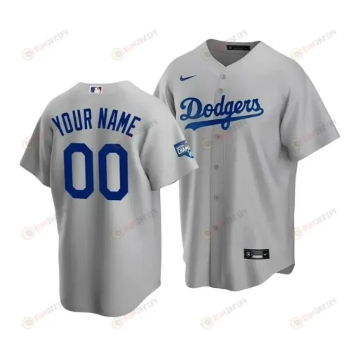 Men's Los Angeles Dodgers Custom 00 2020 World Series Champions Gray Alternate Jersey