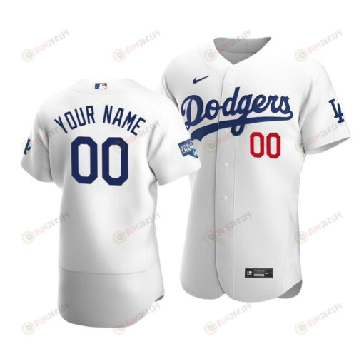Men's Los Angeles Dodgers Custom 00 2020 World Series Champions Home Jersey White