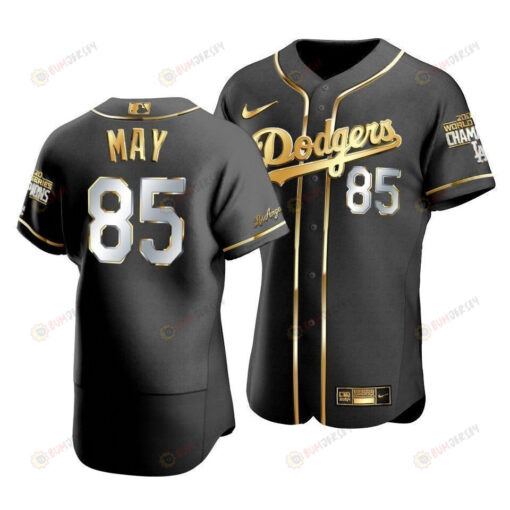 Men's Los Angeles Dodgers Dustin May 85 2020 World Series Champions Golden Jersey Black