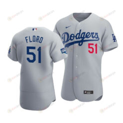 Men's Los Angeles Dodgers Dylan Floro 51 2020 World Series Champions Alternate Jersey Gray