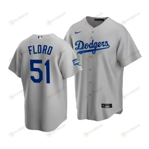 Men's Los Angeles Dodgers Dylan Floro 51 2020 World Series Champions Gray Alternate Jersey