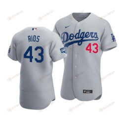 Men's Los Angeles Dodgers Edwin Rios 43 2020 World Series Champions Alternate Jersey Gray