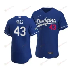 Men's Los Angeles Dodgers Edwin Rios 43 2020 World Series Champions Alternate Jersey Royal