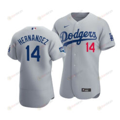 Men's Los Angeles Dodgers Enrique Hernandez 14 2020 World Series Champions Alternate Jersey Gray