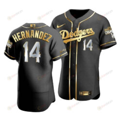Men's Los Angeles Dodgers Enrique Hernandez 14 2020 World Series Champions Golden Jersey Black