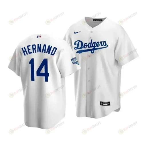 Men's Los Angeles Dodgers Enrique Hernandez 14 2020 World Series Champions White Home Jersey