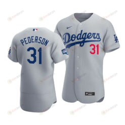 Men's Los Angeles Dodgers Joc Pederson 31 2020 World Series Champions Alternate Jersey Gray