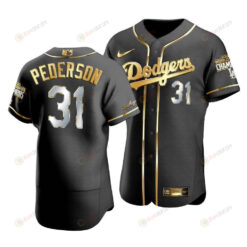 Men's Los Angeles Dodgers Joc Pederson 31 2020 World Series Champions Golden Jersey Black