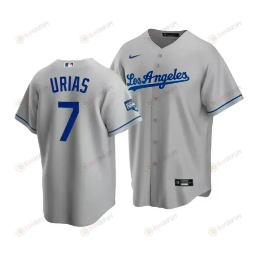 Men's Los Angeles Dodgers Julio Urias 7 2020 World Series Champions Gray Road Jersey