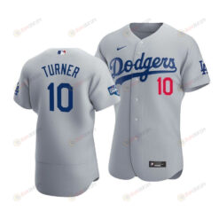 Men's Los Angeles Dodgers Justin Turner 10 2020 World Series Champions Alternate Jersey Gray