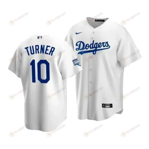 Men's Los Angeles Dodgers Justin Turner 10 2020 World Series Champions White Home Jersey