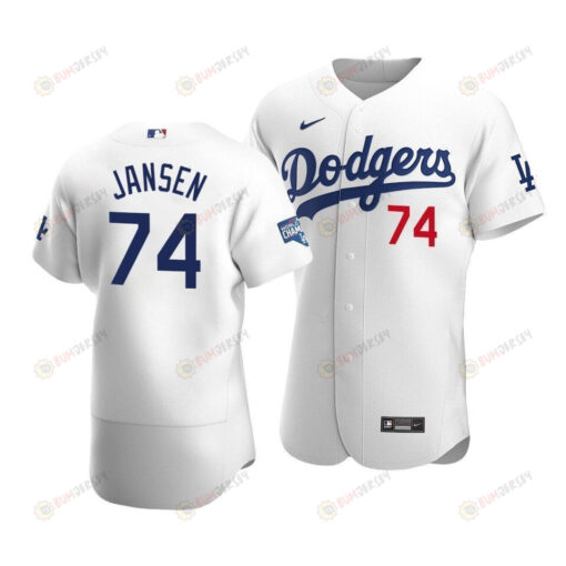 Men's Los Angeles Dodgers Kenley Jansen 74 2020 World Series Champions Home Jersey White