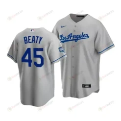 Men's Los Angeles Dodgers Matt Beaty 45 2020 World Series Champions Gray Road Jersey