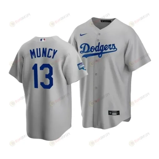 Men's Los Angeles Dodgers Max Muncy 13 2020 World Series Champions Gray Alternate Jersey