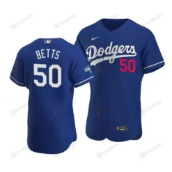 Men's Los Angeles Dodgers Mookie Betts 50 2020 World Series Champions Alternate Jersey Royal