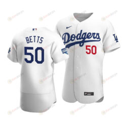 Men's Los Angeles Dodgers Mookie Betts 50 2020 World Series Champions Home Jersey White