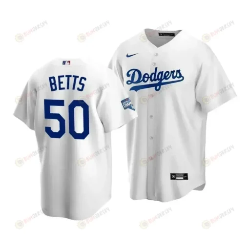 Men's Los Angeles Dodgers Mookie Betts 50 2020 World Series Champions White Home Jersey