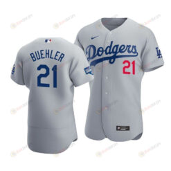 Men's Los Angeles Dodgers Walker Buehler 21 2020 World Series Champions Alternate Jersey Gray