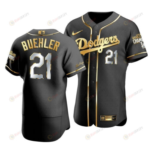 Men's Los Angeles Dodgers Walker Buehler 21 2020 World Series Champions Golden Jersey Black