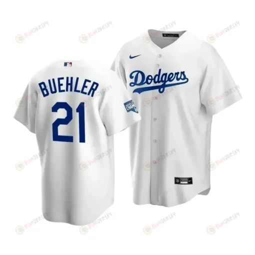 Men's Los Angeles Dodgers Walker Buehler 21 2020 World Series Champions White Home Jersey