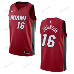 Men's Miami Heat 16 James Johnson Statement Swingman Jersey - Red