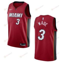 Men's Miami Heat 3 Dwyane Wade Statement Swingman Jersey - Red
