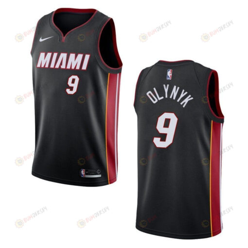 Men's Miami Heat 9 Kelly Olynyk Icon Swingman Jersey - Black