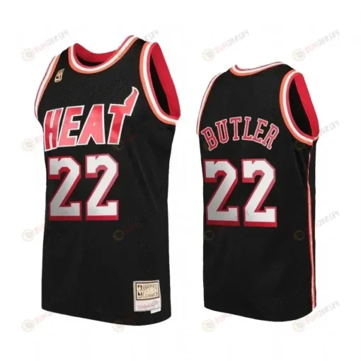 Men's Miami Heat Jimmy Butler 22 Black Hardwood Classics Jersey