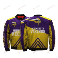 Men's Minnesota Vikings Team Logo Pattern Bomber Jacket - Purple And Yellow