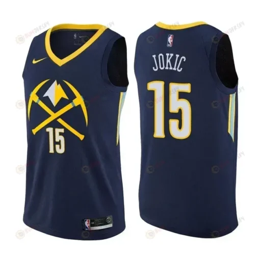 Men's Nuggets Male Nikola Jokic 15 City Edition Navy Jersey