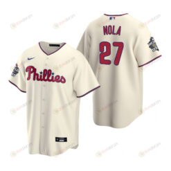 Men's Philadelphia Phillies Aaron Nola 27 Cream 2022-23 World Series Jersey