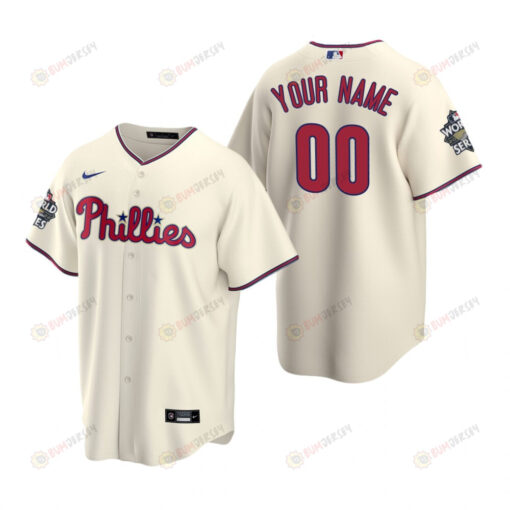 Men's Philadelphia Phillies Custom 00 Cream 2022-23 World Series Jersey