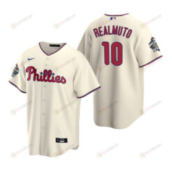 Men's Philadelphia Phillies J.T. Realmuto 10 Cream 2022-23 World Series Jersey