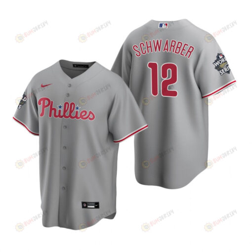 Men's Philadelphia Phillies Kyle Schwarber 12 Gray 2022-23 World Series Jersey