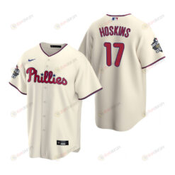 Men's Philadelphia Phillies Rhys Hoskins 17 Cream 2022-23 World Series Jersey