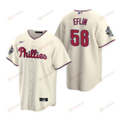 Men's Philadelphia Phillies Zach Eflin 56 Cream 2022-23 World Series Jersey