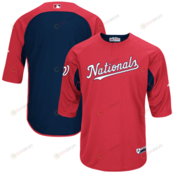 Men's Red/Navy Washington Nationals Collection On-Field 3/4-Sleeve Batting Practice Jersey Jersey