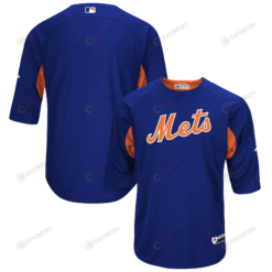 Men's Royal/Orange New York Mets Collection On-Field 3/4-Sleeve Batting Practice Jersey Jersey