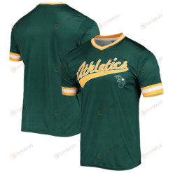 Men's Stitches Green/Yellow Oakland Athletics Cooperstown Collection V-Neck Team Color Jersey Jersey