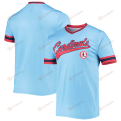 Men's Stitches Light Blue/Red St. Louis Cardinals Cooperstown Collection V-Neck Team Color Jersey Jersey