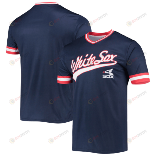 Men's Stitches Navy/Red Chicago White Sox Cooperstown Collection V-Neck Team Color Jersey Jersey