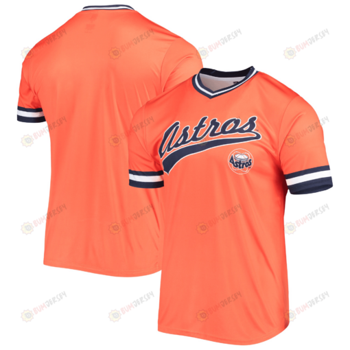 Men's Stitches Orange/Navy Houston Astros Cooperstown Collection V-Neck Team Color Jersey Jersey