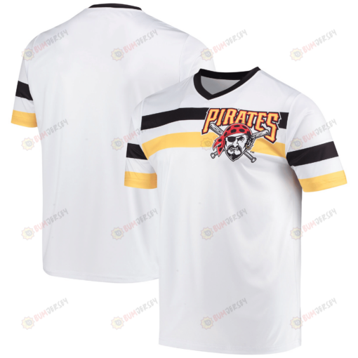 Men's Stitches White Pittsburgh Pirates Cooperstown Collection V-Neck Jersey Jersey