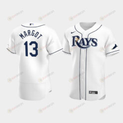 Men's Tampa Bay Rays 13 Manuel Margot White Home Jersey Jersey