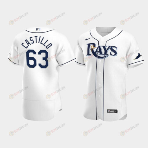 Men's Tampa Bay Rays 63 Diego Castillo White Home Jersey Jersey