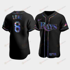Men's Tampa Bay Rays Brandon Lowe 8 Black Holographic Golden Edition Jersey Jersey