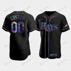 Men's Tampa Bay Rays Custom Black Holographic Golden Edition Jersey Jersey
