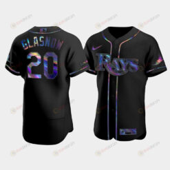 Men's Tampa Bay Rays Tyler Glasnow 20 Black Holographic Golden Edition Jersey Jersey